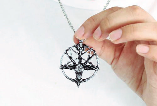 3x Inverted Pentagram Goat Head Pendant Necklace