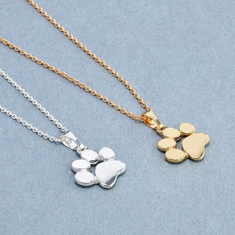 18k Gold and Silver Plated Paw Print Necklace