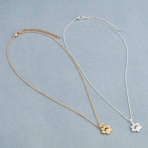 18k Gold and Silver Plated Paw Print Necklace