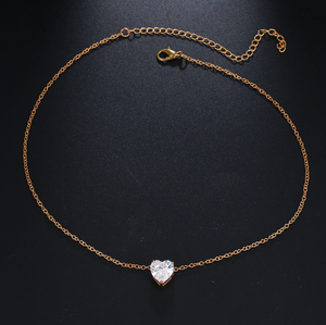Crystal Heart Chain Necklace