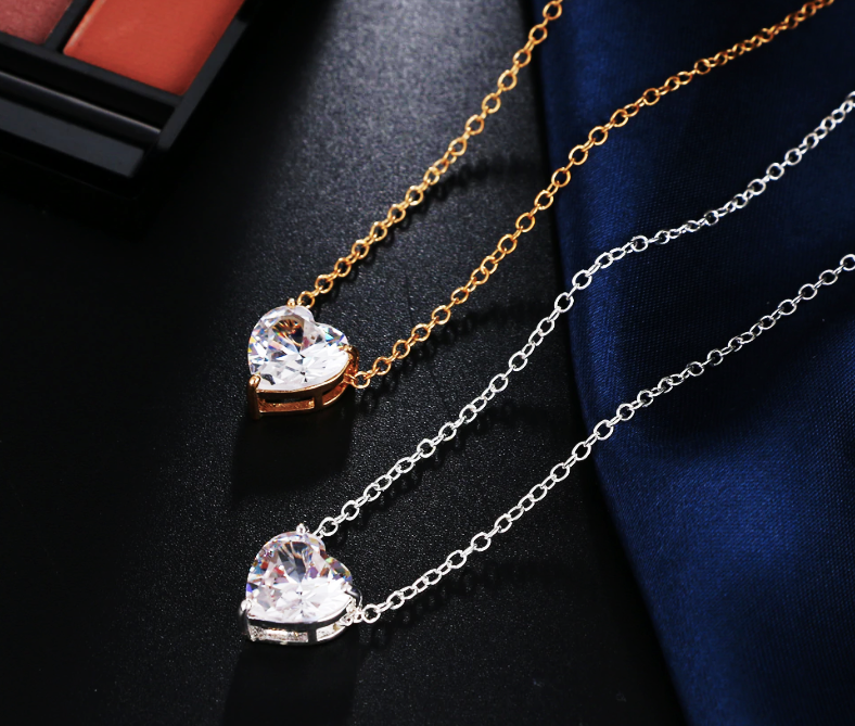 Crystal Heart Chain Necklace