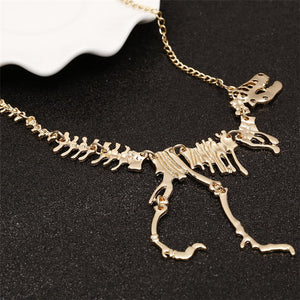 Gold and Silver Tyrannosaurus Rex Pendant Necklace